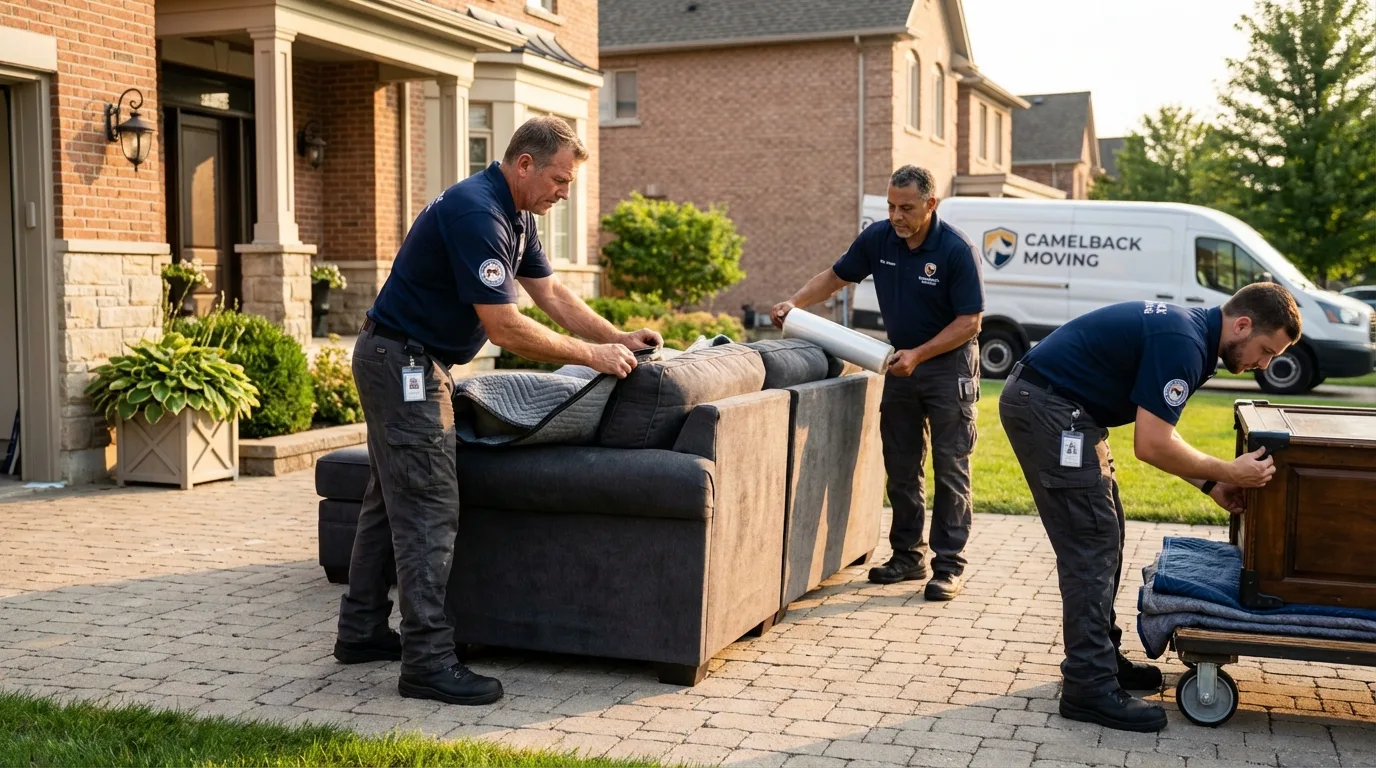 Large estate moving crew wrapping furniture in Cherryville, NC